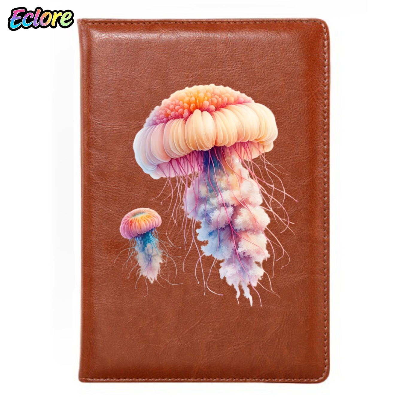 Leather Work Diary Covers - 다채로운 해파리 무늬 PU 가죽 노트,