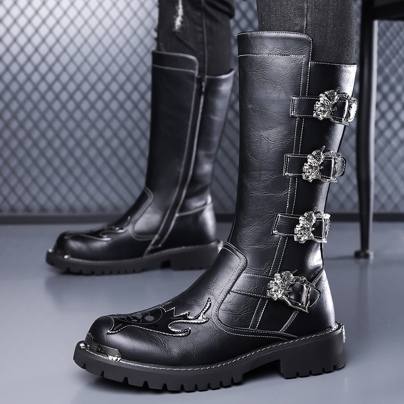 가을 신상 남성용 디자이너 가죽 롱부츠 패션 캐주얼 블 - Leatherwork Designs 리뷰 및 가격