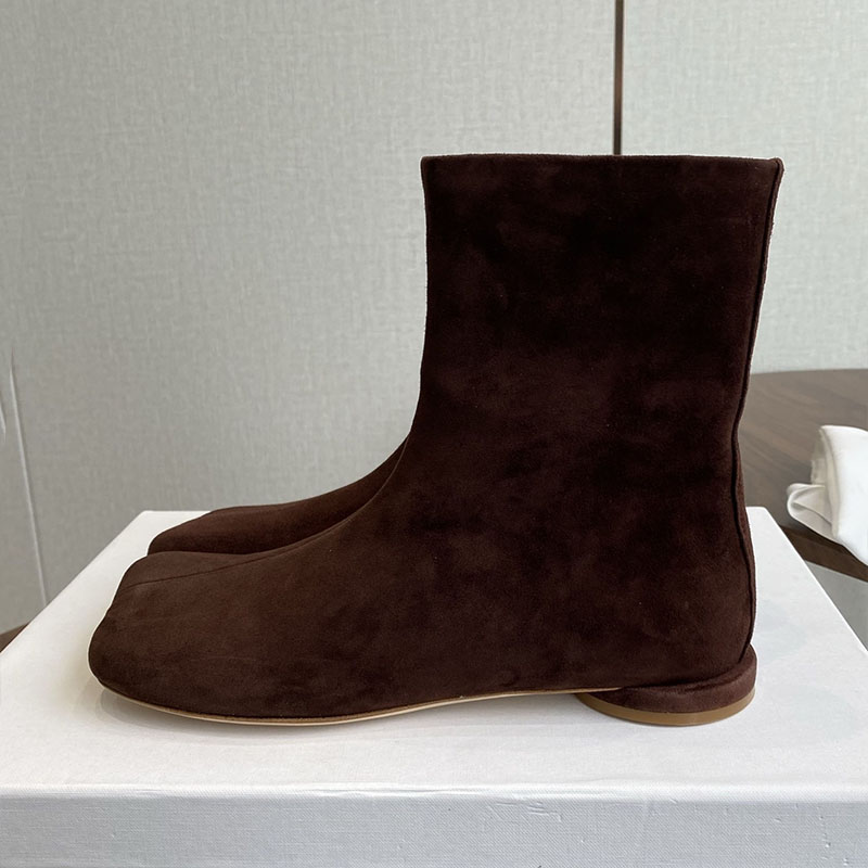 첼시 부츠 여성 스웨이드 플랫 바닥 짧은 부츠 라운드  - Leatherwork Designs 리뷰 및 가격