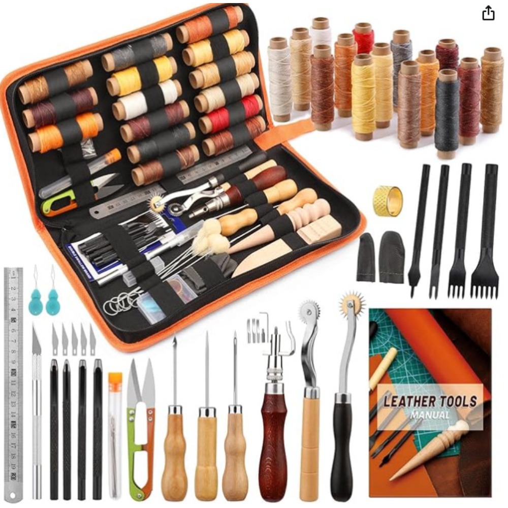 가죽 공예 도구 세트, 초보자 및 성인용 선반코팅 실, - Groover Stitching Tool 리뷰 및 가격